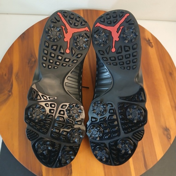 Nike Air Jordan 9 Golf Shoes Mens 9.5 Charcoal Black Red Outdoors FJ5934-002 - Picture 7 of 8